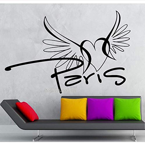 Wandaufkleber Zitate Paris Vinyl Aufkleber Frankreich Reisen Romantische Liebe Herz Zimmer Aufkleber Kunst Wand Tattoo Wohnzimmer Home Decor 63X42Cm