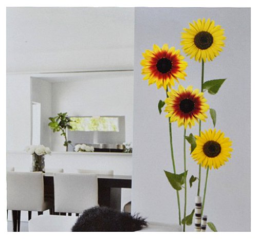 alles-meine.de GmbH XXL Wandtattoo / Sticker - Sonnenblumen und Blätter - selbstklebend für Kinderzimmer und Deko Wandsticker Aufkleber Blumen