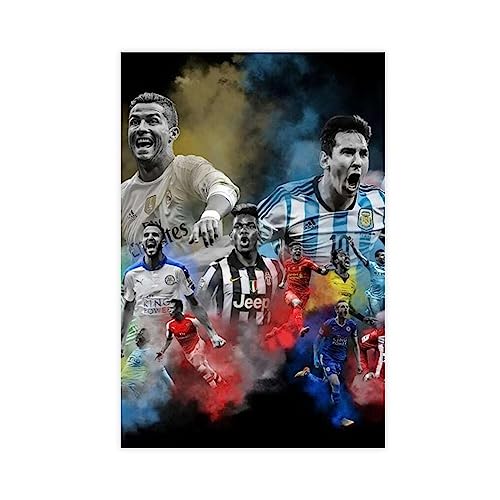 ETOMEY Lionel Messi und Ronaldo Fußball-Poster, Leinwand-Poster, Wandkunst, Dekoration, Bild, Gemälde für Wohnzimmer, Schlafzimmer, Dekoration, ohne Rahmen, 20 x 30 cm