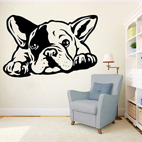 Französische Bulldogge Hund Wandtattoo Vinyl Wohnkultur Wandaufkleber Mode Tier Schlafzimmer Tapete A8 63x42cm