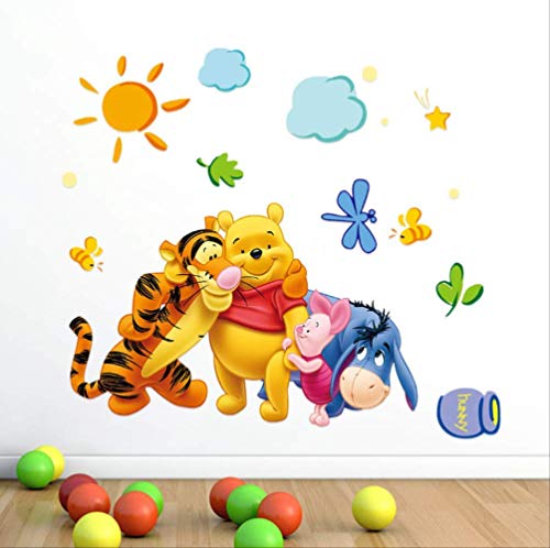 Wandaufkleber, Niedlich Winnie The Pooh Bär Tiger Für Kinderzimmer Cartoon Kindergarten Wandtattoo Kinderzimmer Dekor 46X74Cm