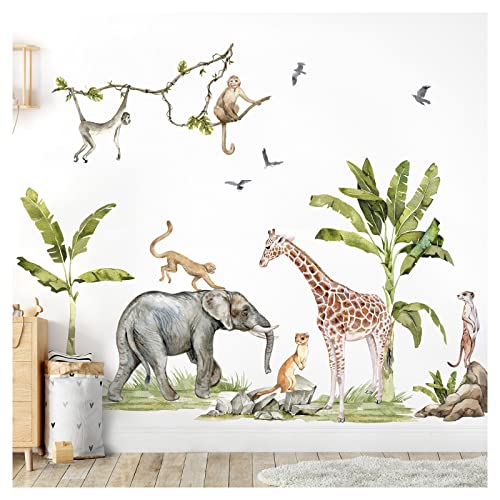 Grandora XXL Wandsticker Set Safari Baum Tiere Wandtattoo für Kinderzimmer DL764-5