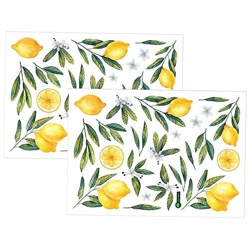 2 Blätter Dekorative Tapete mit Früchten Obst Fenster haftet Zitronen-Wandtattoo wall stickers for room wandsticker fürs kinderzimmer Schmücken Hintergrund Wandtattoo Obst PVC VICASKY