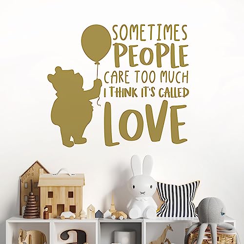 Sometimes People Care Too Much. - Love Winnie the Pooh Book Zitat Wandtattoo XLarge (980 x 850mm) gold