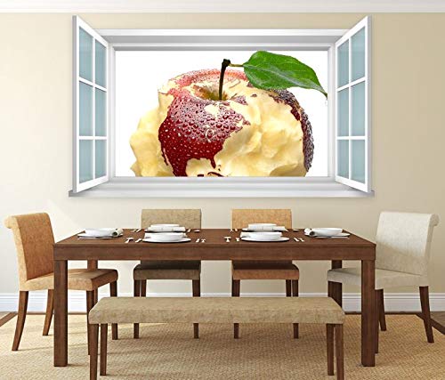 3D Wandtattoo Fenster Apfel Amerika Weltkarte Wand Aufkleber Wanddurchbruch Wandbild Wohnzimmer 11BD120, Wandbild Größe F:ca. 162cmx97cm