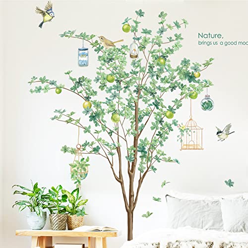 wandtattoo blumen Großer Baum, grüne Obstpflanze, dekorativer Wandaufkleber Wanddekoration Neugeborene Kinderzimmer Selbstklebende Tapete