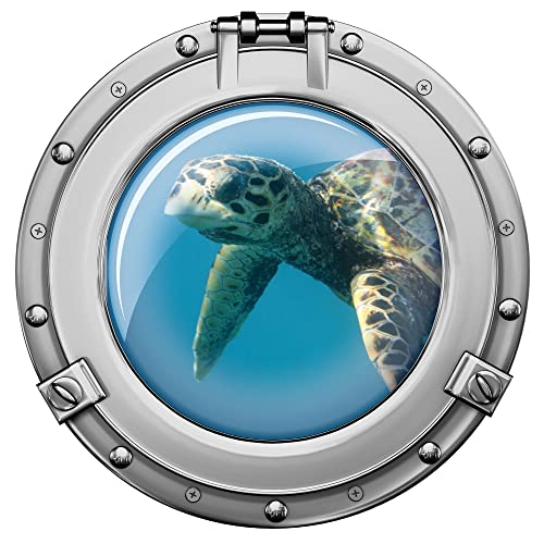 GRAZDesign Wandtattoo Bad Bullauge Schildkröte | Wandsticker Wandaufkleber Tür, Fliesenaufkleber Klebefolie Waschmaschine Fliesen | maritime Deko Meer - 40x40cm