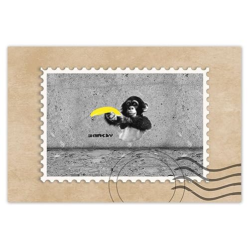 Wandsticker Dekor Foto Aufkleber 60x40cm Banksy Affe Banane Nr. H5655M_WENS1E