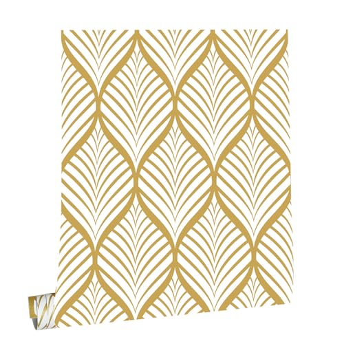 kyaoayo Goldene Blatt Wandtattoo, Boho Wandaufkleber, Palme Blätter Wandsticker Wasserdicht, Blätter Pflanzen Wandaufkleber, Selbstklebend Wandsticker für Wohnzimmer Schlafzimmer (0.445 * 6M)