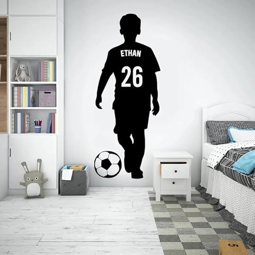Name Und Nummer Fußballspieler Wandtattoo Home Decor Für Zimmer Sport Fußball Vinyl Aufkleber Personalisierte Aufkleber 23x57cm