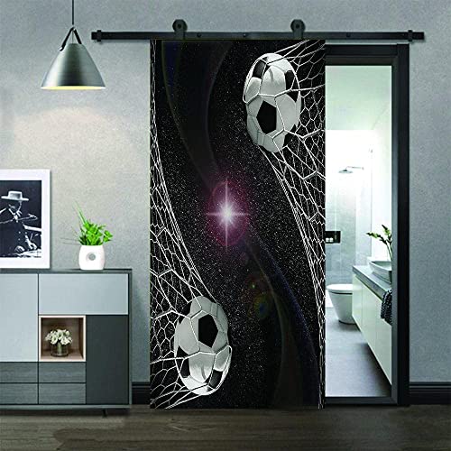3D Türaufkleber Kreativer Fußball 90 X 210 Cm Türtapete Selbstklebend Türposter - Fototapete 3D Effekt Türfolie Poster Tapete Wandtattoo Diy Selbstklebende Wandbild Pvc Wasserdichte Tapete
