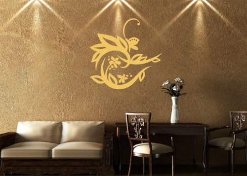 Wandtattooladen Wandtattoo - Blüten mit Schmetterling 3 Größe:60x60cm Farbe: schwarz