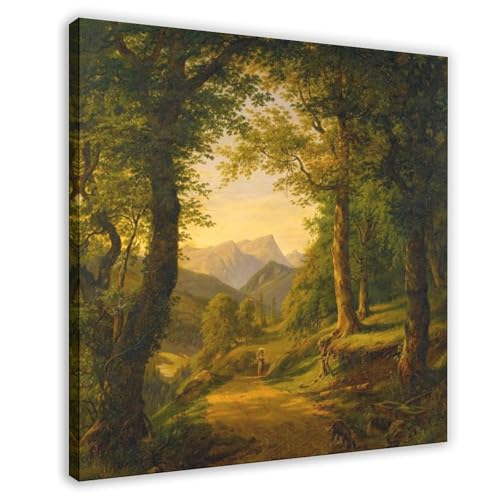 F.C. Kiærskou Leinwandposter  The Road from Reichenhall to Ramsau in Bayern , modernes Poster, Wandkunst, Dekordrucke, Gemälde, Wohnzimmer, Schlafzimmer, Dekoration, 30 x 30 cm