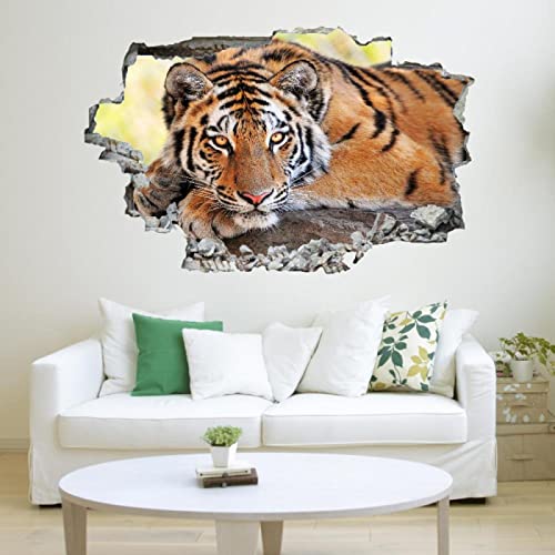 Tiger Wandtattoo - Wandbild Wanddurchbruch - Tier - Aufkleber für die Wand Wanddeko fürs Kinderzimmer- Wanddekoration 53x79cm