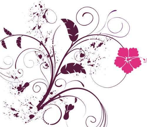 Pema Wandtattoo bunt ME084 Tribal Pflanze Blume Blüte Ranke Hibiskus 20 x 17 cm