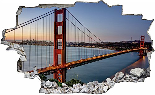 DesFoli Golden State Bridge Brücke San Francisco USA 3D Look Wandtattoo 70 x 115 cm Wandbild Sticker Aufkleber C006