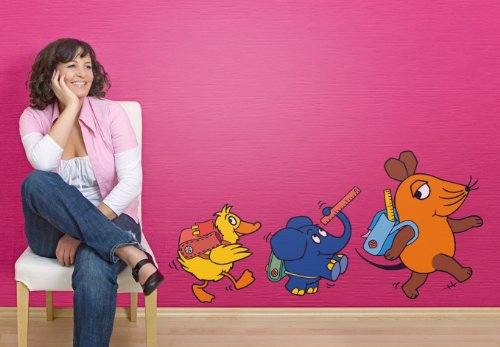 K&L Wall Art Sendung mit der Maus Wandtattoo Schulweg Aufkleber XL Elefant Ente Baby Kinderzimmer Wandsticker 58x28 cm DM10031