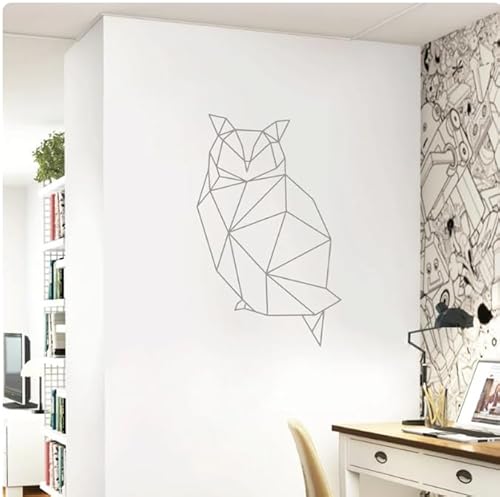 Wandtattoo, geometrisches Dekor, Eule, Wandtattoo, Wandaufkleber, Heimdekoration, Hellgrau, 84x56cm
