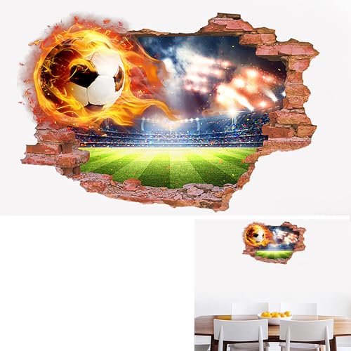 Syiyunran 3d Wandtattoo Fussball Kinderzimmer - 1pc Fußball Wandsticker Jungen Selbstklebende Durchbruch Poster Junge Für Jugendzimmer Teenager Schlafzimmer Fußball Junge Wand Deko Aufkleber