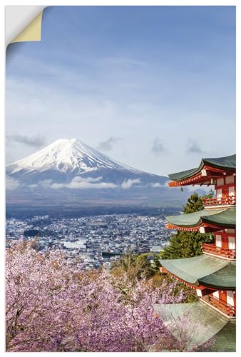 ARTland Wanddeko Wandtattoo selbstklebende Vinylfolie 40x60 cm Japanische Deko Landschaftbilder Japan Fuji Chureito Pagode Kirschblüten U5GS