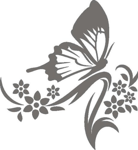 Indigos Wandtattoo/Wandsticker-d175 niedlicher Schmetterling Ranke Pflanze Tribal 96x88 cm- glasdekor, Vinyl, 96 x 88 x 1 cm