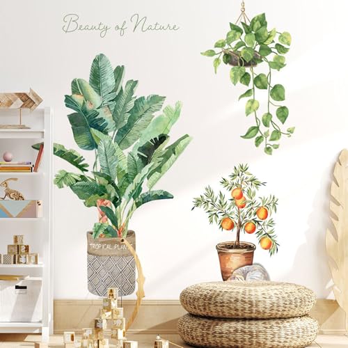 astylishome Wandtattoo Flur Große Baum Wandaufkleber Wandtattoo mit Großen Blüten Blätter Tapete Selbstklebend Kinderzimmer Wandkunst Aufkleber Wandbild 1120