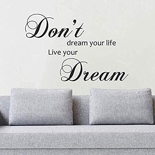 Wandaufkleber Vinyl Abnehmbarer Wandtattoo 3D Träume nicht dein Leben Träume werden wahr Motivationswort Klebstoff Familienwohnzimmer 65 X 42Cm