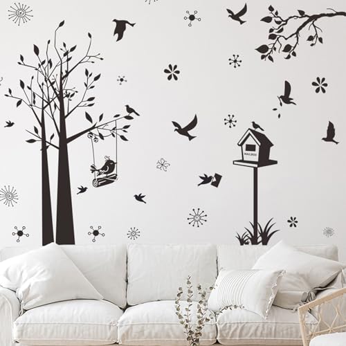 astylishome Wandtattoo Kinderzimmer Mädchen Baum Groß Wandsticker Dschungel Pflanze Küche Wandaufkleber Babyzimmer Wohnzimmer Schlafzimmer Wanddeko 1004