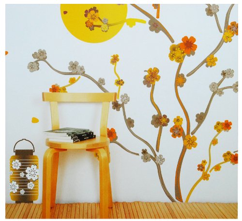 alles-meine.de GmbH 65 TLG. Set XXL Wandtattoo Japan Blumen Blüten - Wandsticker Bild Ranken Aufkleber Wandaufkleber - selbstklebend für Wohnzimmer und Kinderzimmer Deko Sticker