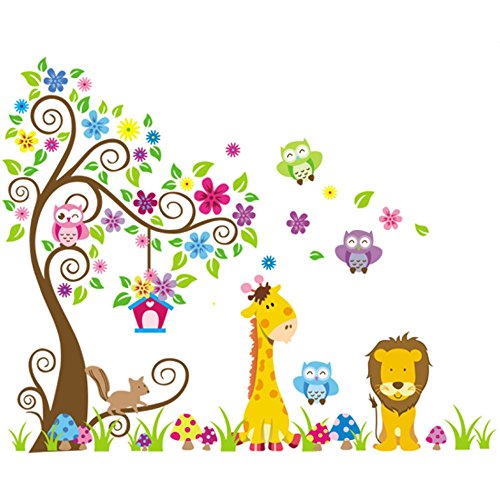 Rainbow Fox XL Wandtattoo Wandsticker Eule Baum Giraffe Löwe Kinderzimmer Baby