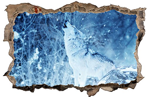 Schnee Eis Wolf Wandtattoo Wandsticker Wandaufkleber D1249 Größe 70 cm x 110 cm