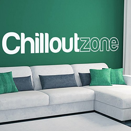 denoda® Chillout Zone - Wandtattoo Weiss 172 x 25 cm (Wandsticker Wanddekoration Wohndeko Wohnzimmer Kinderzimmer Schlafzimmer Wand Aufkleber)