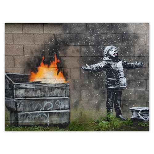 Wandtattoo Dekor Foto Aufkleber 40x30cm Smog Schnee Banksy Graffiti No.H3674Z_NS1A