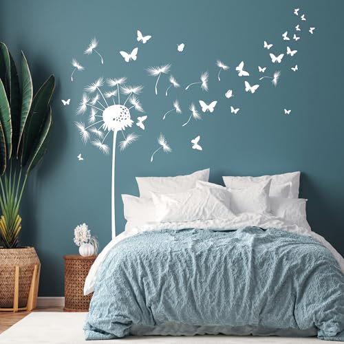 Wandtattoo Loft Wandaufkleber Pusteblume mit vielen Schmetterlingen / 30 Farben / 4 Größen