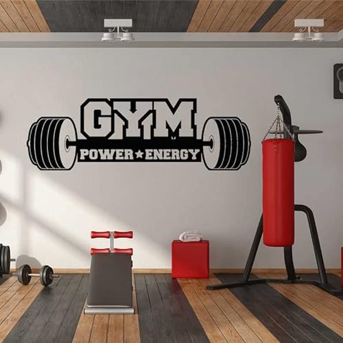 Sport Motivation Fitnessstudio Kraft Energie Fitness Bodybuilding Wandtattoo Home Gym Fitness Club Wandbild A4 dunkelgrau 86x28cm
