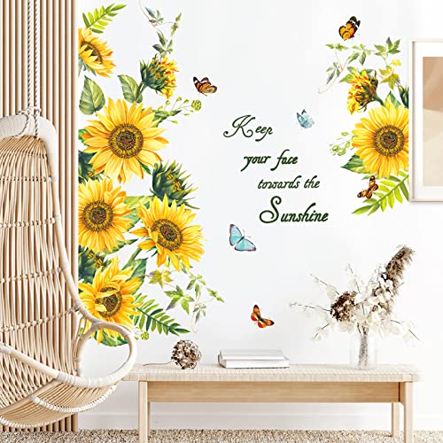 wondever Wandtattoo Sonnenblume Wandaufkleber Blume Blüten Gartenblume Wandsticker Wanddeko für Schlafzimmer Wohnzimmer Fenster