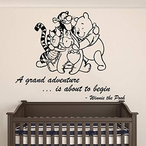 Winnie Pooh & amp; Freunde - Ein großes Abenteuer beginnt gleich Zitat Babyzimmer Wandtattoo - Aufkleber für Babyzimmer Wandtattoo 58 * 72Cm
