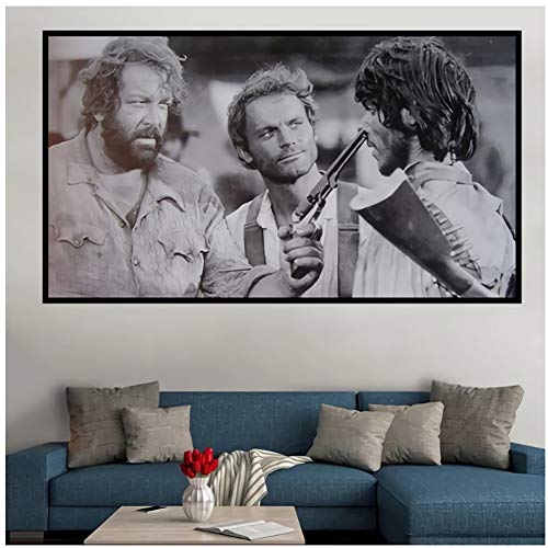 Alte Filme Terence Hill Bud Spencer Poster Leinwandmalerei für Wohnzimmer Dekor Wandkunst Poster Druck auf Leinwand-60x100cm ohne Rahmen