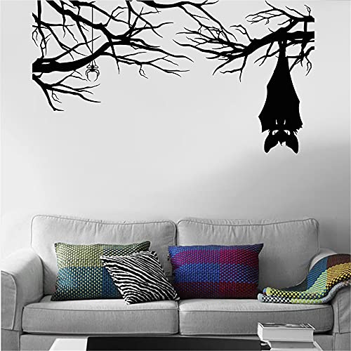 Halloween Wandaufkleber Cartoon Gothic Spinne Fledermaus Zweig Vinyl Wandtattoo Dekoration Wandaufkleber Wandbild A9 75x42cm