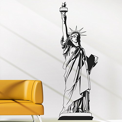 DESIGNSCAPE® Wandtattoo Freiheitsstatue, Vereinigte Staaten von Amerika, New York Wahrzeichen, USA | Farbe: dunkelgrau | Größe: mittel (49 x 140 cm)