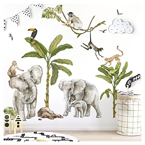 Grandora XXL Wandsticker Set Safari Baum Tiere Wandtattoo für Kinderzimmer DL770-5