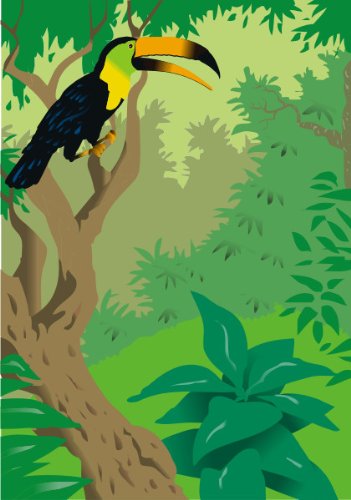 PEMA INDIGOS UG - Wandtattoo Wandsticker Wandaufkleber Aufkleber bunt farbig MF512 Schwäne Papagei im Wald 170 x 119 cm