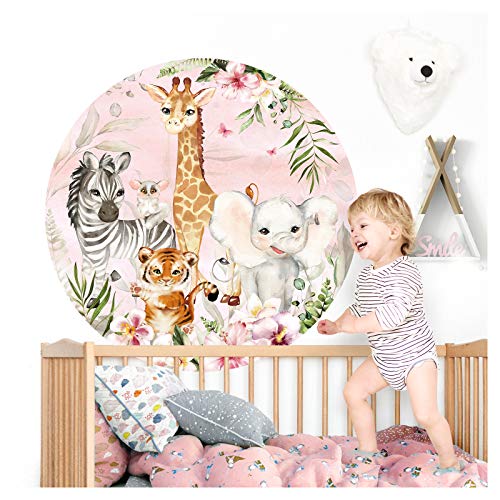 Little Deco Wandtattoo Kinderzimmer Wandbild 120 cm Wandsticker für Kinder Tier Giraffe Tiger Elefant Wanddeko Spielzimmer Wandaufkleber selbstklebend DL560