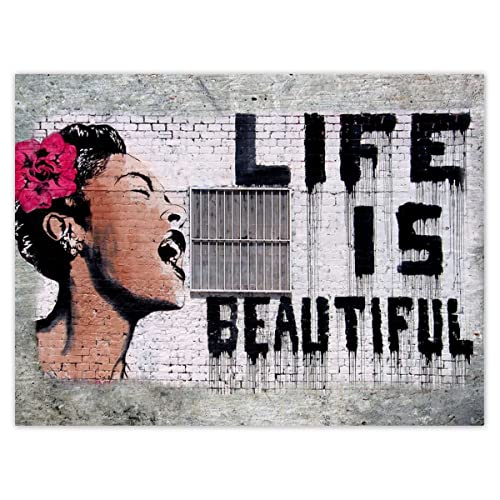 Wandtattoo, Dekor, Fotoaufkleber, 40 x 30 cm,  Life is Beautiful , Banksy Nr. H33M_NS1A