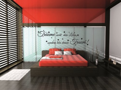 WANDTATTOO für´s Schlafzimmer ***Träume nicht dein Leben, sondern lebe deinen Traum*** Größen u. Farbauswahl - von A&D design (90cm x 28cm)