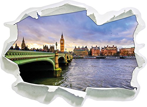 Stil.Zeit Themse London Big Pen Großbritannien, Papier 3D-Wandsticker Format: 92x67 cm Wanddekoration 3D-Wandaufkleber Wandtattoo
