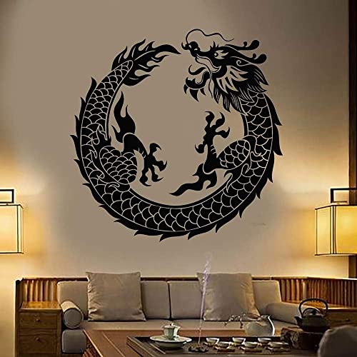 BOLYKI Dragon Wandtattoo Asiatischer Chinesischer Drache Wandtattoo Vinyl Home Wohnzimmer Dekoration Poster 57X57Cm