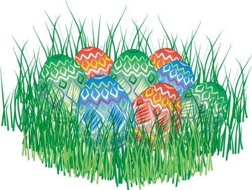 PEMA INDIGOS UG - Wandtattoo Wandsticker Wandaufkleber Aufkleber bunt ME137 schöne Eier Ostern Hase Rasen Wiese 20 x 15 cm
