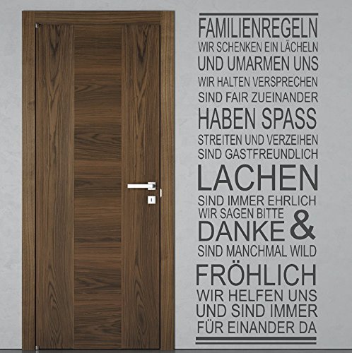tjapalo® pk27a Wandtattoo Familienregeln Wandtattoo familie Wohnzimmer sprüche (H160xB58cm (TOP), schwarz)