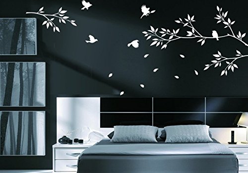 Wandtattoo 2-teilig wandaufkleber Aufkleber Wandsticker wall sticker Wohnzimmer Schlafzimmer Kinderzimmer Ranke Blume Blumen Blumenranke Blumeranke Vine Flower Butterfly vogel brid floral baum tree 30 Farben zur Wahl wpf10